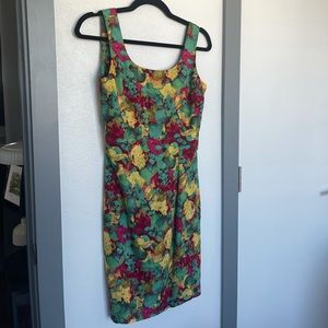 80s Floral Mini Sheath Dress - 4